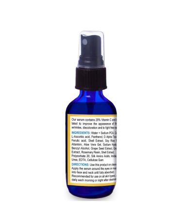 Vitamin C Serum 2 Fl Oz - Anti-Aging Wrinkle Reduction Dark Circles & Puffiness - With Vitamin E Ferulic Acid & Green Tea - Buy Online on GoSupps.com
