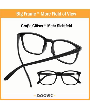 DOOViC Blue Light Filter Reading Glasses - Square Frame Large Lenses Prescription Strength 1.75 (Black) - International Shipping Available - Buy Online on GoSupps.com