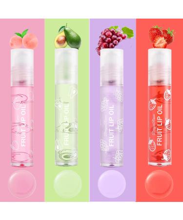 Aaiffey Hydrating Plumping Lip Oil Fruit-Flavored Roll-on Lip Balm Kit - 4pcs - Buy Online on GoSupps.com