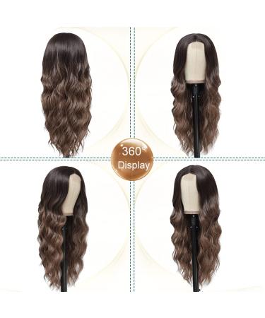26'' Ombre Brunette Long Wavy Wig - Premium Fiber Natural Hair Replacement for Women - Ideal for Daily Wear, Parties, Cosplay & Halloween - Buy Online on GoSupps.com