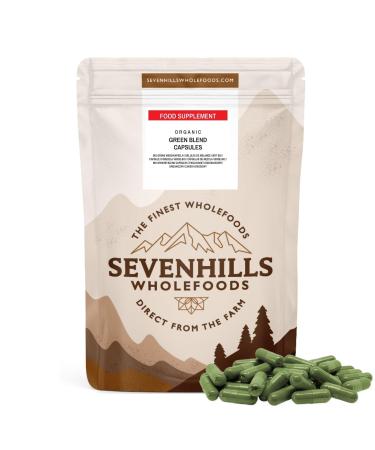 Sevenhills Wholefoods Organic Green Superfood Blend Capsules Pack of 180 with Chlorella Spirulina Wheatgrass Barley Grass 180 count (Pack of 1)