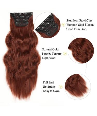 YDDM 24 Wavy Clip-In Hair Extensions - Synthetic Full Head Hairpieces for Women - Affordable & Realistic Look - Buy Online on GoSupps.com