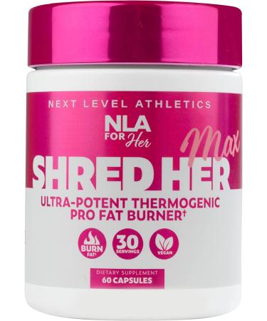 Shred Her Max (30 Servings) -Thermogenic for Women -Healthy Weight Management & Fat Loss w Caffeine Reduce Stomach Belly Fat Bloating Metabolism Boost Appetite Suppressant Natural Diet Supplement