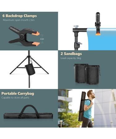 Aureday 8.5x10Ft Adjustable Photo Backdrop Stand Kit with 4 Crossbars, Clamps, Sandbags & Carrying Bag - Ideal for Parties, Weddings, Photography & Festivals - Buy Online on GoSupps.com