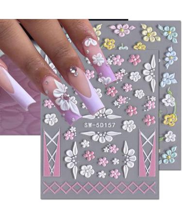 5D Embossed Flower Nail Stickers | Colorful Floral Nail Art Decals for Creative Designs | Cute Acrylic Petals Nail Supplies - Buy Online on GoSupps.com