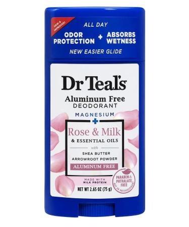 Dr. Teal's Rose & Milk Deodorant Gift Set (2 Pack 2.65oz Ea) - Rose & Milk Formula - Aluminum Free with Magnesium - Essential Oils Shea Butter & Arrowroot Powder Absorb Moisture Keep Skin Healthy - Buy Online on GoSupps.com