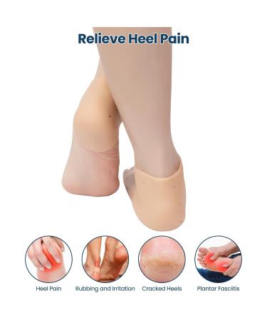 Silicone Heel Protectors - 3 Pairs Gel Heel Cups for Plantar Fasciitis, Cracked Heels, Blisters - Nude, Women & Men - Buy Online on GoSupps.com