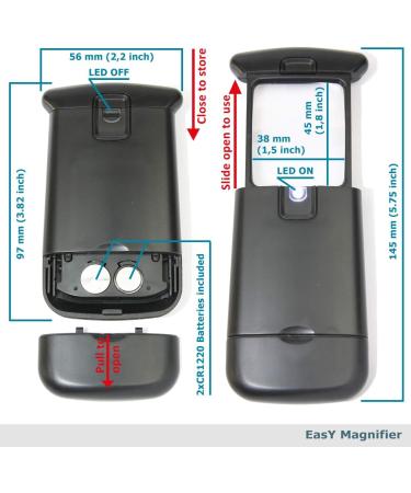 EasY Magnifier 3X Pocket Magnifying Glass with LED Light - Perfect for Reading Fine Print, Seniors, and Close Work - Buy Online on GoSupps.com