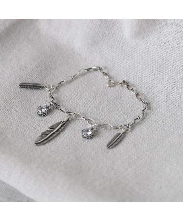 WIPPWER AdjustableSterling Silver Sterling Silver Bracelet for Women Ladies Sterling Silver Bracelet Vintage Boho Bracelet Inlaid White Zircon Bracelet Ladies Silver Jewellery GIF Birthday Gift