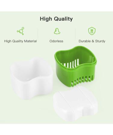 Annhua Dental Storage Container with Flushable Basket Denture Boxes Denture Retainer Case for Soaking and Cleaning Dentures Home & Travel Use(Light Green) - Buy Online on GoSupps.com