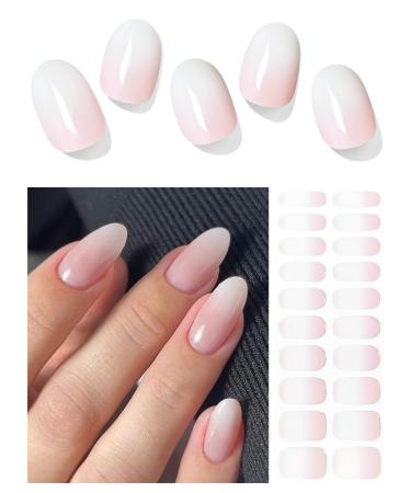 Semi Cured Gel Nail Strips (A Ombre Pink)-20 PCS Gradient Pink Gel Nail Stickers | Gel Nail Wraps | UV Light Required Salon Quality & Easy to Use