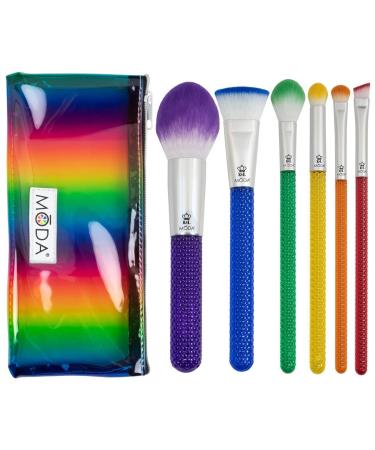 Moda Royal & Langnickel Make-up brush set with bag rainbow colored 7-piece incl. Powder contour highlighter super creas small shader and eyebrow designer brush multi-colored - Buy Online on GoSupps.com