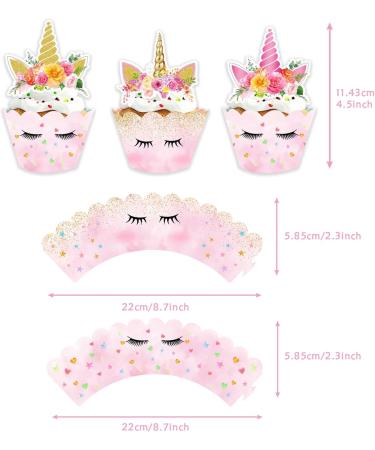 USERTEN 24pcs Unicorn Party Cupcake Toppers and Wrappers for Girls Birthday Flowers Rainbow Unicorn Cup Liners Toppers (4 of Each) Cake Decoration Supplies - Buy Online on GoSupps.com