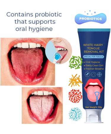 Canada White Hairy Tongue Removal Kit - Tongue Cleaner Gel and Scraper Set for Adults - Fresh Breath - 2PCS - Buy Online on GoSupps.com
