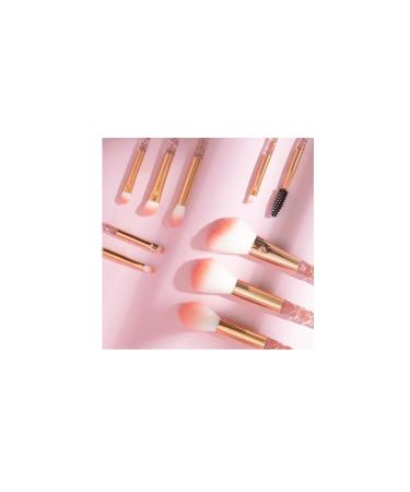 Shop 10-Piece Pink Makeup Brush Set - Soft Brushes with Spiral Handles & Transparent Storage Bucket - Buy Online on GoSupps.com