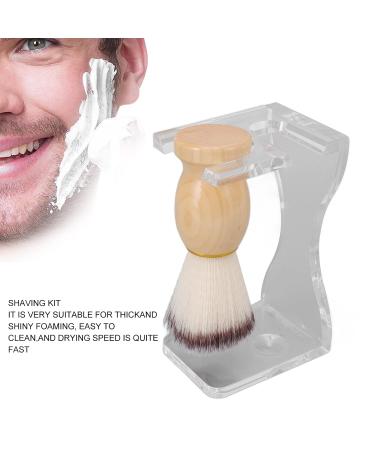 3-Part Men's Shaving Brush Set | Acrylic Holder & Nylon Bristle Care Kit for Wet Shaving - Buy Online on GoSupps.com