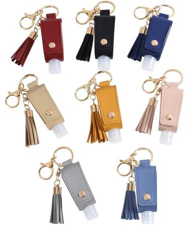 HSYHERE Multifunction Portable Empty Travel Bottle Keychain Hand Sanitizer Bottle Keychain PU Leather Tassel Key Chains Car Key Ring +Refillable Containers for Toiletry Shampoo Lotion Soap -Grey - Buy Online on GoSupps.com