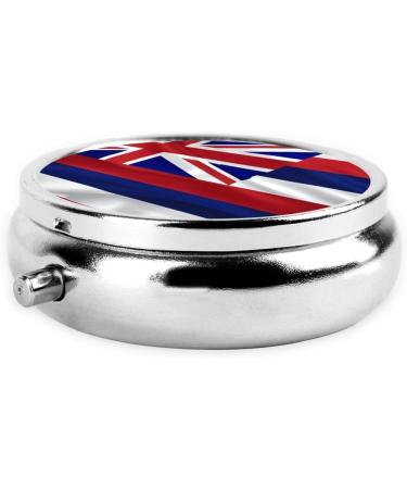 Portable Hawaiian Flag Pill Box | Round 3-Compartment Metal Container for Travel | Must-Have for Small Pills - Buy Online on GoSupps.com