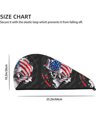 Hair Towel Wrap for Quick Drying | Towel Turban with Button - Largemouth Bass Design | International Shipping - Buy Online on GoSupps.com