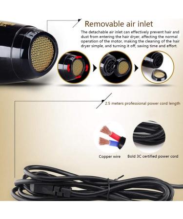 Hair Dryer Professional Hair Dryer 2200W Negative Ionic Hairdryer with 3 Heat 2 Speed Settings Low Noise Hair Dryer for Home & Salon Powerful AC Motor Blow Dryer with Diffuser and 2 Nozzle Small - Buy Online on GoSupps.com