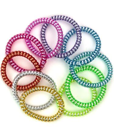 Spiral Hair Ties - 20 Pcs Coil Hair Ties - Stretchy Hair Ties - Cord Hair Bands - Telephone Cord prizes for kids classroomacelet Pack - Coil Bracelets - Stretchy Wrist Bands - Plastic Bracelets Bulk