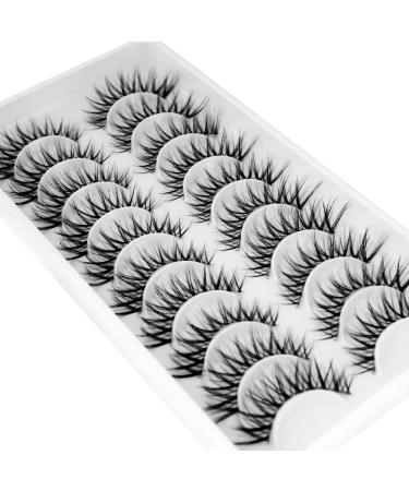 10 Pairs Bluesmurfs 3D Cat Eye Volume Individual Short Natural Faux Mink Fake Lashes Pack - Buy Online on GoSupps.com