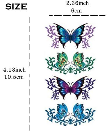 Butterfly Temporary Tattoos for women sexy 6 Pcs by Yesallwas Waterproof long lasting Fake Tattoos Stickers for Arms Shoulders sexy body tattoos 6cmx10.5cm/2.36x4.13 inches (LxW) (A) - Buy Online on GoSupps.com