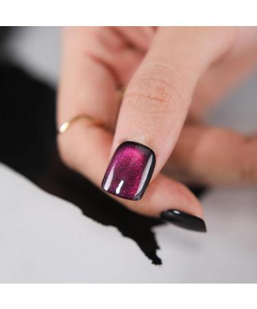 MAOTTIE Short Square Press on Nails - Purple Cat Eye Fake Nails UV Finish Reusable 24 Pcs - Shop Internationally - Buy Online on GoSupps.com