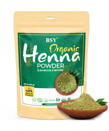 BSY Organic Henna Powder - 100% Pure Lawsonia Inermis for Natural Hair Color | 227g - International Shipping Available - Buy Online on GoSupps.com