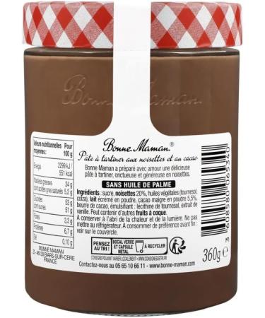 BONNE MAMAN - Hazelnut Cocoa Spread 360G - Pack of 4 - Sold in Packs - Buy Online on GoSupps.com