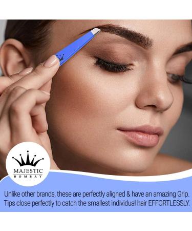 Majestic Bombay Slant Tweezers | Precision Surgical Tweezers for Ingrown Hair & Splinter Removal | Ideal for Facial & Eyebrow Grooming | Best Tweezers for Chin Hair & Plucking - Women & Men - Buy Online on GoSupps.com