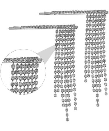 Beaupretty 1pair Tassel Hair Clip Rhinestone Headpiece Women's Hair Clips Hair Clips for Girls Crystal Bridal Hairpin Girl Birthday Headpiece for Women Stylish Hairpin Tassels Hairpins - Buy Online on GoSupps.com