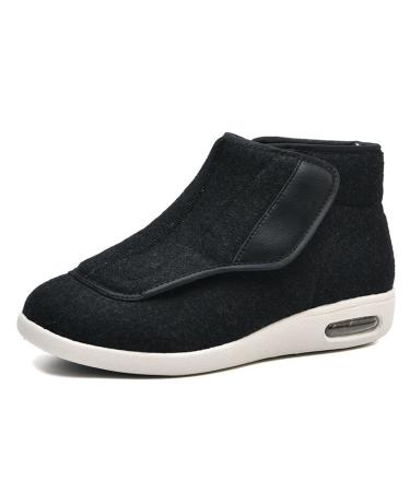 Winter Men's Diabetic Slippers Warm Plush Fleece Diabetic Shoes for Men Plus Fertilizer Widening for Diabetic Edema Bunions Arthritis Swollen Feet 11 Black