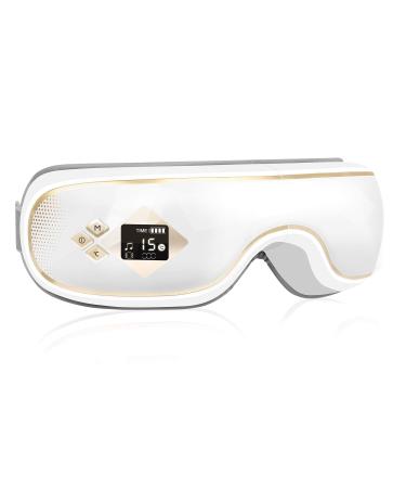 GALOPAR Eye Massager Electric Eye Massager with Heat Vibration Bluetooth Music Air Pressure for Relieve Eye Strain Chargeable LED Massager Improve Black Sleep White