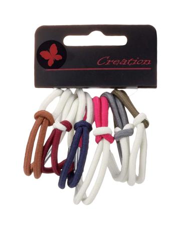 Pack of 6 two-tone hair ties with knots color mix