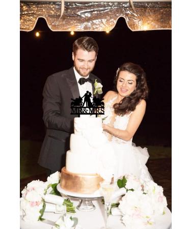 Motorcycle Wedding Cake Topper Funny Mr and Mrs Cake Topper - The Bride and Groom Kissing Face to Face Before Their Motorcycle Funny Motorcycle Bride and Groom Cake Topper - Buy Online on GoSupps.com