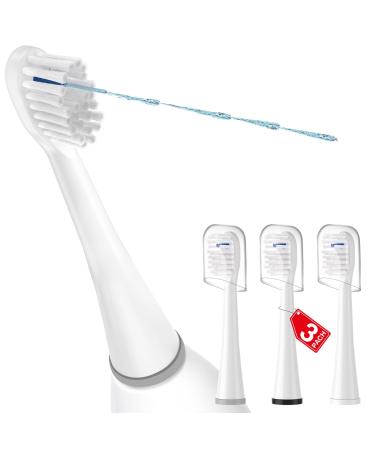 Toothbrush Heads Replacements for Sonic Fusion and Sonic Fusion 2.0 SF01 SF02 SF03 & SF04 Transparent Bristles Original Shape with Crystal Covers (3PACKS White) 1 Count (Pack of 3) White