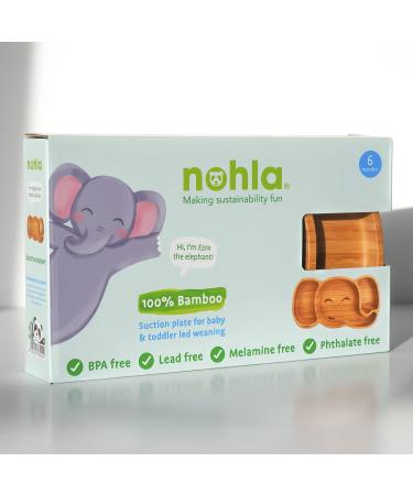 Nohla - Ezra The Elephant Bamboo Baby Weaning Plate | Spill-Proof Suction Base | 6+ Months | 100% Bamboo & FDA Silicone | BPA-Free | Grey - Buy Online on GoSupps.com