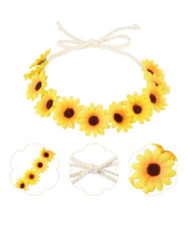 3Pcs Sunflower Daisy Headbands for Women - Adjustable Hair Wreath Garland for Hippie, Boho, Bridal & Parties - Buy Online on GoSupps.com