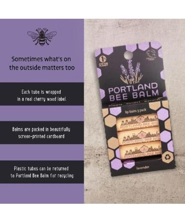 Portland Bee Balm Lavender Lip Balm - 3 Pack Handmade Beeswax Formula - Buy Online on GoSupps.com