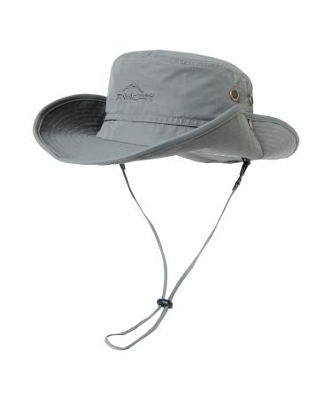 Comhats Upf 50 sun hats with a wide brim summer mesh UV protection safari hat for fishing hiking booning hats with chin straps waterproof and breathable M-L 00702_HELLGRAU