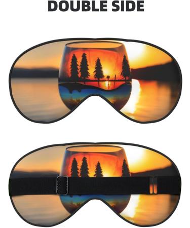 Sunset Wine Glass Print Eye Mask - Soft Sleeping Eye Cover for Travel & Naps | Perfect Gift for Men & Women - Buy Online on GoSupps.com