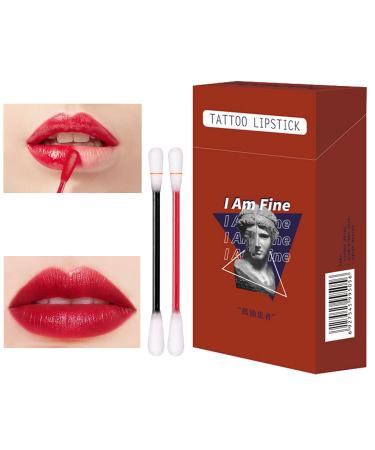 20PCS Cotton Swab Tattoo Lipstick Long Lasting Waterproof Disposable Portable Lipstick Women Long Lasting Lip Gloss Cotton Swab Matte (Red Brown)