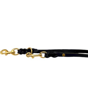 Buy Dogeleine Double Linen Adjustable Leash for Small & Large Dogs - 2.80m x 15mm Black | Premium Fat Leather & Brass | International Shipping Available - Buy Online on GoSupps.com