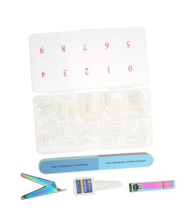 HAPINARY 1 Set Nail Set Nail Grooming Kit Cosmetology Kit French Style Nail Tips Nail Grinding Bar Nails Nail Polishing File Transparent Nail Tips Nail Cover Manicure Plastic Nail Scissors 13X7cm Assorted Color 3