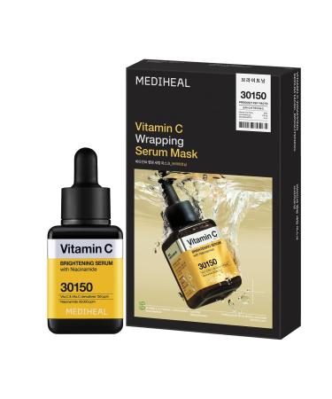 MEDIHEAL Vitamin C Brightening Serum & Mask Skin Care Duo Set for Radiance Care - Evens SkinTone for Uneven & Dull Skin - Niacinamide Vitamin C