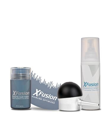 XFusion Keratin Hair Fibers - Black (28g) | Thinning Hair Solution for Men & Women | Buy Online - International Shipping Available - Buy Online on GoSupps.com