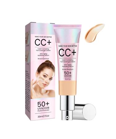 CC Cream Color Correcting BB Cream 2025 cr me hydratante et durable avec UVA/UVB 50+ hydratant et couvrant compl tement imperm able et durable anti-cernes Sunscreen moyen 30 ml (Lot de 1)