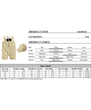 AmzBarley Baby Boys Gentlemans Tuxedo Romper Set - Khaki, 18-24 Months - Buy Online on GoSupps.com