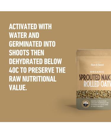 Sun & Seed Organic Sprouted Rolled Oats 250g - Vegan Source of Fiber & Protein - Raw & Natural - Buy Online on GoSupps.com